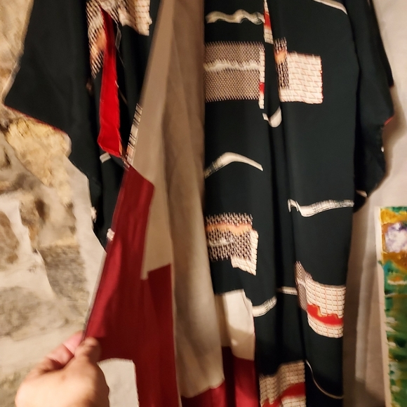 1940's - 50's abstract geometric Japanese silk kimono - Picture 12 of 15